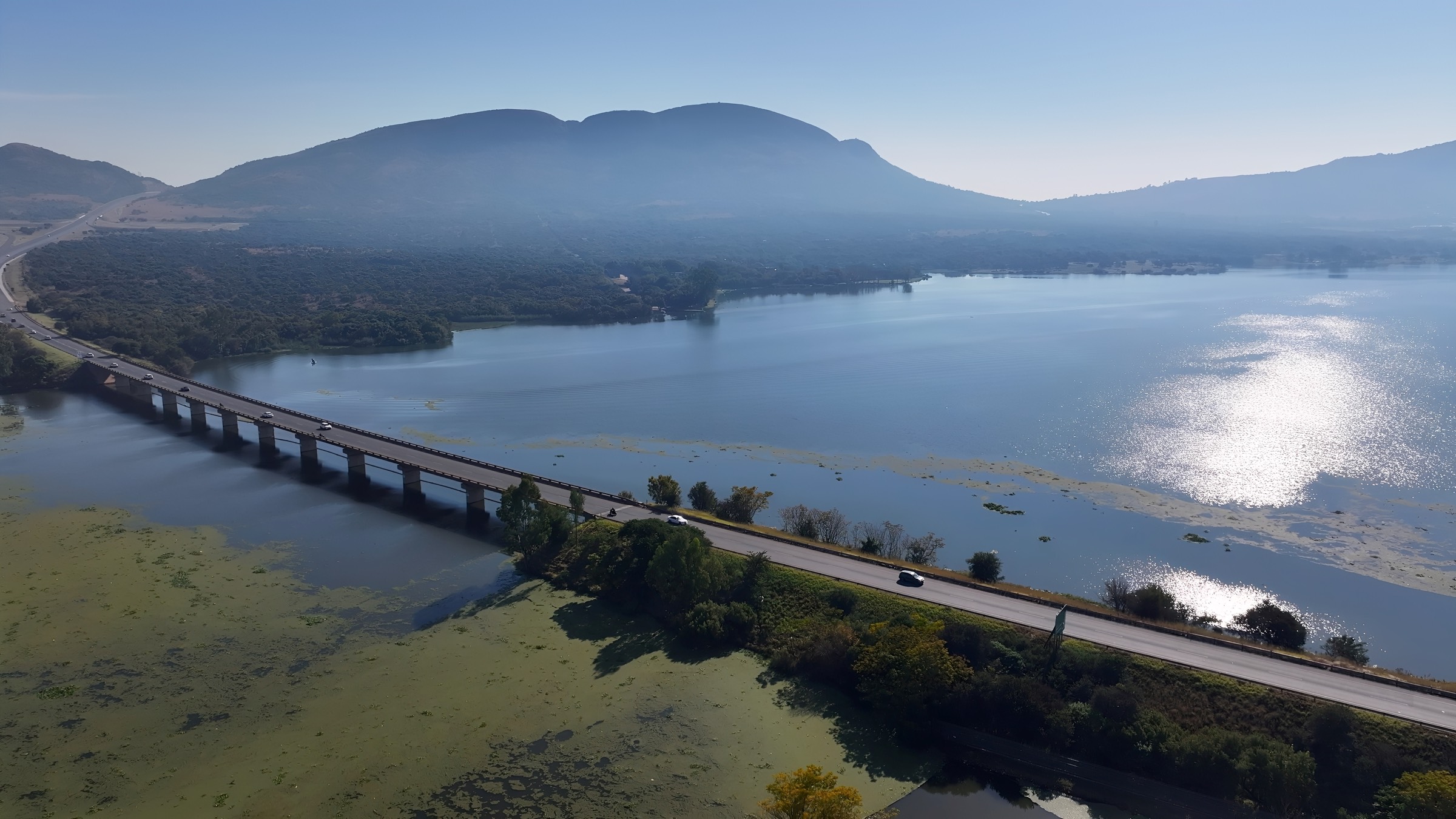 Aerial view of the dam and the Magaliesberg